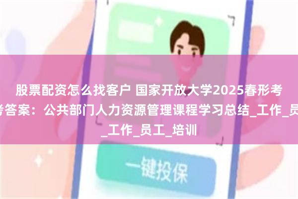 股票配资怎么找客户 国家开放大学2025春形考任务参考答案：公共部门人力资源管理课程学习总结_工作_员工_培训