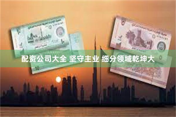 配资公司大全 坚守主业 细分领域乾坤大