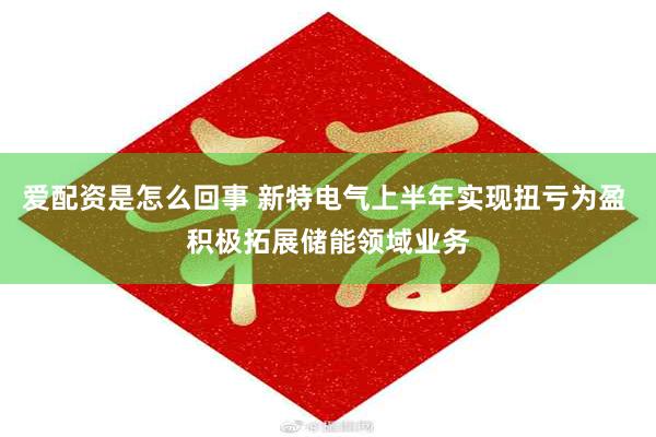 爱配资是怎么回事 新特电气上半年实现扭亏为盈 积极拓展储能领域业务